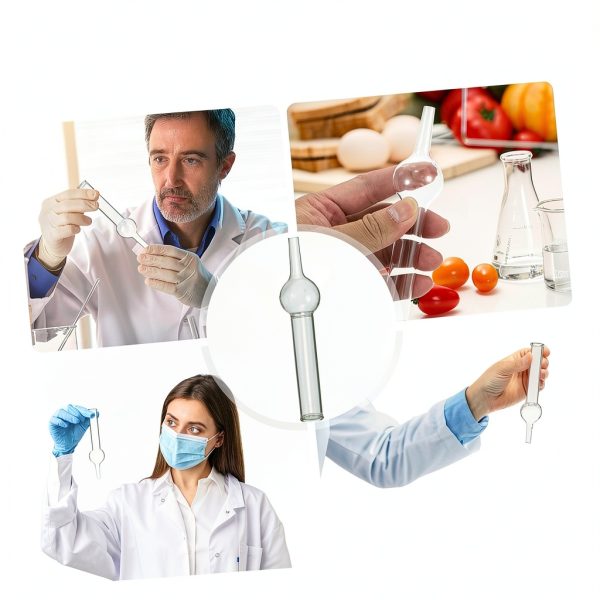 GLEAVI 5pcs Chemical Experiment Equipment Single-Ball Glass Drying Tubes Glass Tube Science Tubes Lab Tubes Drying Tube Chemistry Empty Refillable Tubes Sample Tube Candy Small Test Tube, 14X4X3.3CM-7