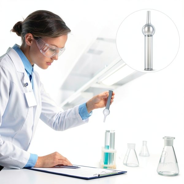GLEAVI 5pcs Chemical Experiment Equipment Single-Ball Glass Drying Tubes Glass Tube Science Tubes Lab Tubes Drying Tube Chemistry Empty Refillable Tubes Sample Tube Candy Small Test Tube, 14X4X3.3CM-6