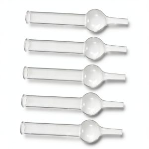 GLEAVI 5pcs Chemical Experiment Equipment Single-Ball Glass Drying Tubes Glass Tube Science Tubes Lab Tubes Drying Tube Chemistry Empty Refillable Tubes Sample Tube Candy Small Test Tube, 14X4X3.3CM-0